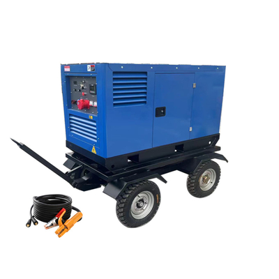 Générateur de moteur diesel à 4 temps de 20 kW de puissance 800 Ampères 400A Unité de soudage mobile sur remorque pneumatique à roues