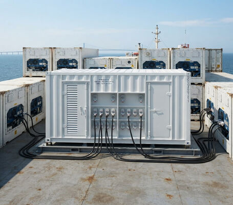 Électricité de pont en mer 40 prises 350kw 500kva 1000kw Container Power Pack Générateur 20ft 40ft Reefer Container Plugs ATS